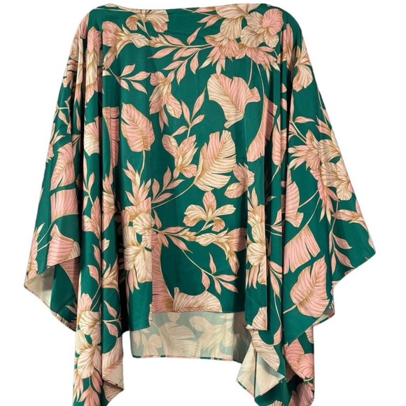 Boston Proper Tropical Slouchy Charmeuse Palm Blouse Top L/XL - Picture 8 of 9